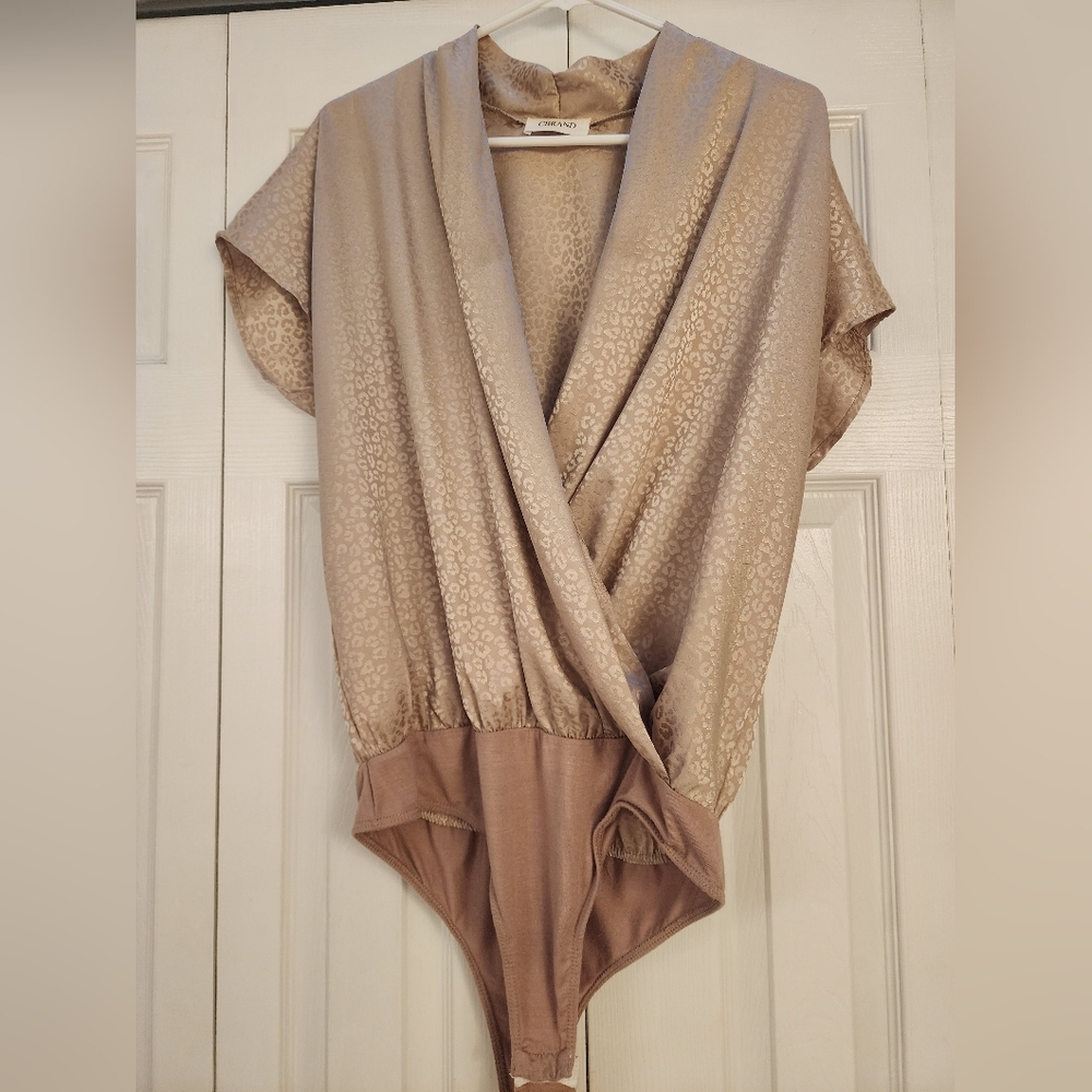 Satin Champagne Leopard Bodysuit